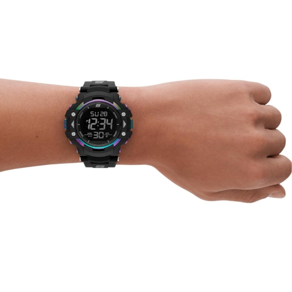 Skechers S1118w Keats Digital Watch Black Holographic Iridescent